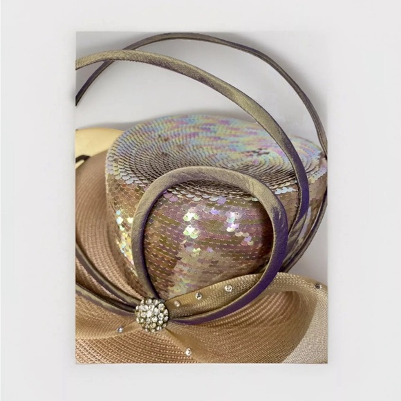 Vintage Whittall & Shon Hat Straw Rhinestone Feather Kentucky Derby Church Lady - Picture 4 of 9